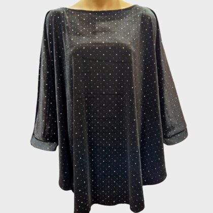 Bluza din catifea neagra cu pietricele