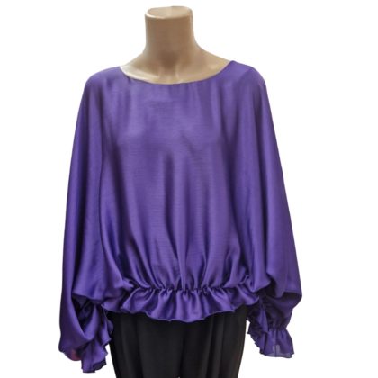 Bluza din voal peliculizat mov cu volane