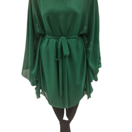 Bluza verde din voal cu cordon detasabil