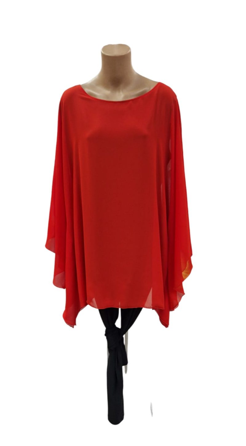 Bluza rosie din voal cu cordon detasabil - imagine 2