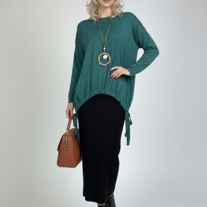 Bluza asimetrica cu snur verde iarba