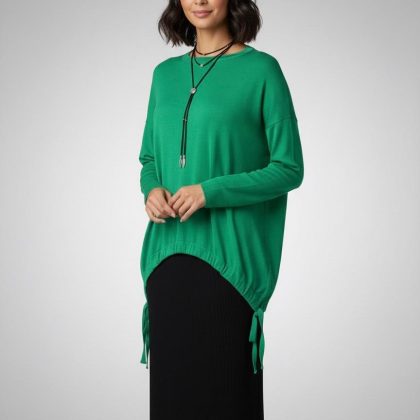 Bluza asimetrica cu snur verde deschis
