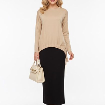 Bluza asimetrica cu snur crem