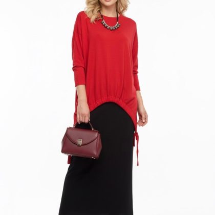 Bluza asimetrica cu snur rosie