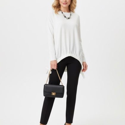 Bluza asimetrica cu snur alba