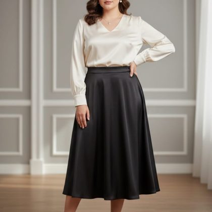 Fusta Mirela satin negru