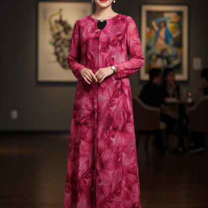 Rochie Sanda roz abstract 005