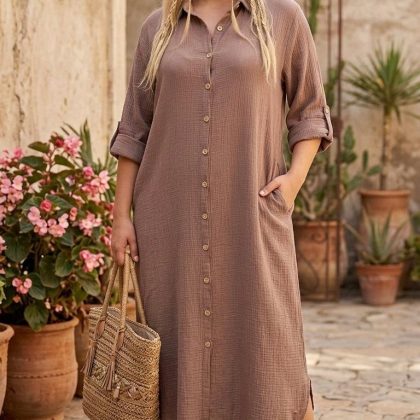 Rochie Boho Chic tip cămașă V3