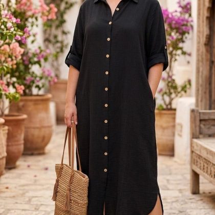 Rochie Boho Chic tip cămașă V2