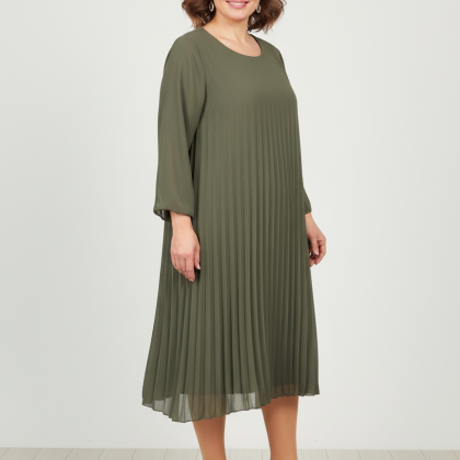 Rochie plisată kaki Elena