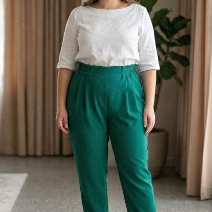 Pantaloni MIRELA conici verzi