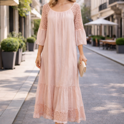 Rochie matase IOANA roz pudra