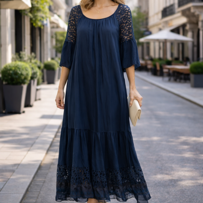 Rochie matase IOANA bleumarin