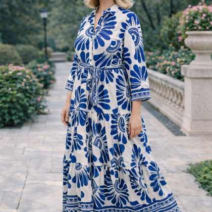 Rochie GETA alb-albastru FT111