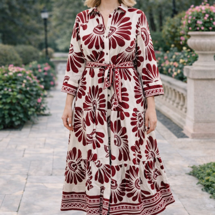 Rochie GETA alb-visiniu FT111