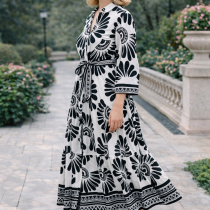Rochie GETA alb-negru FT111