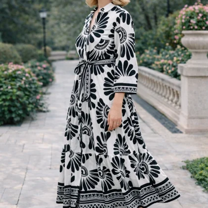 Rochie GETA alb-negru FT111