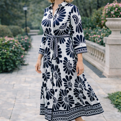 Rochie GETA alb-bleumarin FT111