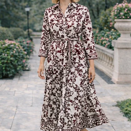 Rochie ELENA alb-visiniu FT112