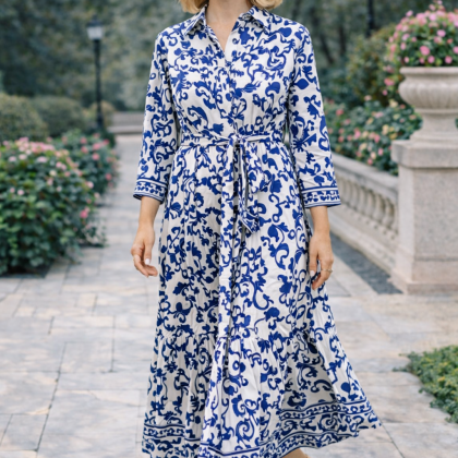 Rochie ELENA alb-albastru FT112