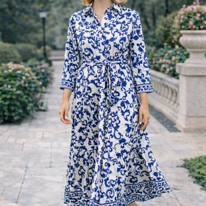 Rochie ELENA alb-albastru FT112