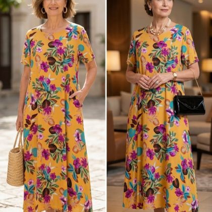 Rochie SANDA galben floral M1