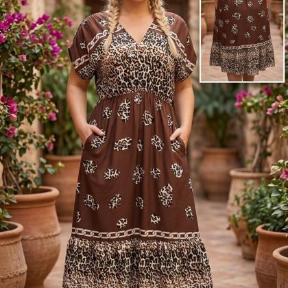 Rochie DANIELA maro decolteu V