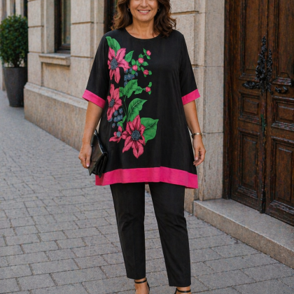 Bluza bumbac roz floare