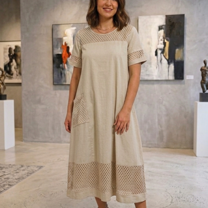 Rochie bumbac bej R1