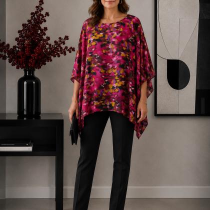 Bluza satin roz abstract PT01