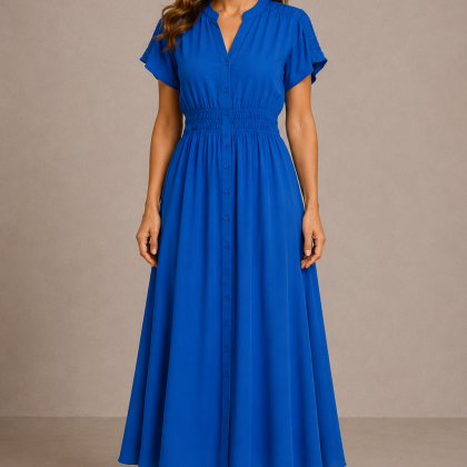 Rochie bumbac ANDRA albastra