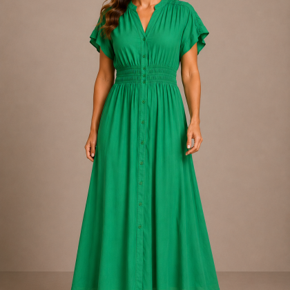 Rochie bumbac ANDRA verde