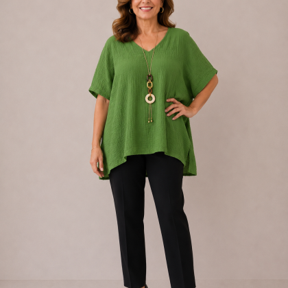 Bluza IRINA verde fistic colier inclus