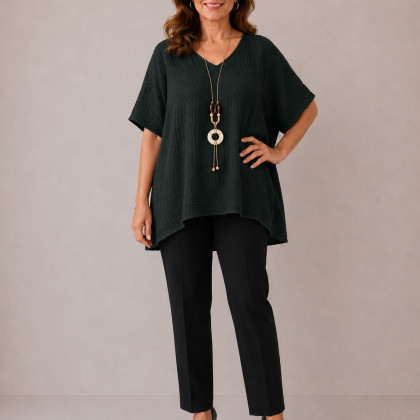 Bluza IRINA verde iarba colier inclus