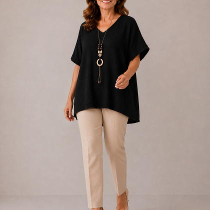 Bluza IRINA neagra colier inclus