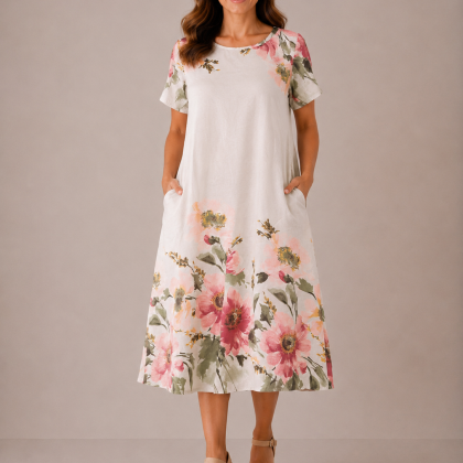 Rochie MARIANA alba flori