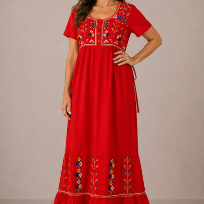 Rochie MARIANA rosie traditionala