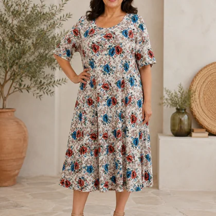 Rochie Iovana alb floral
