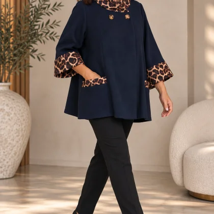 Jacheta GETA animal print bleumarin 01